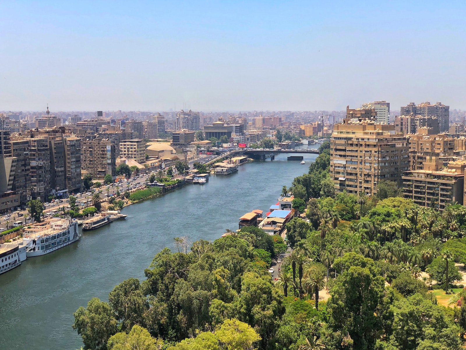 aerial view of big canal between city